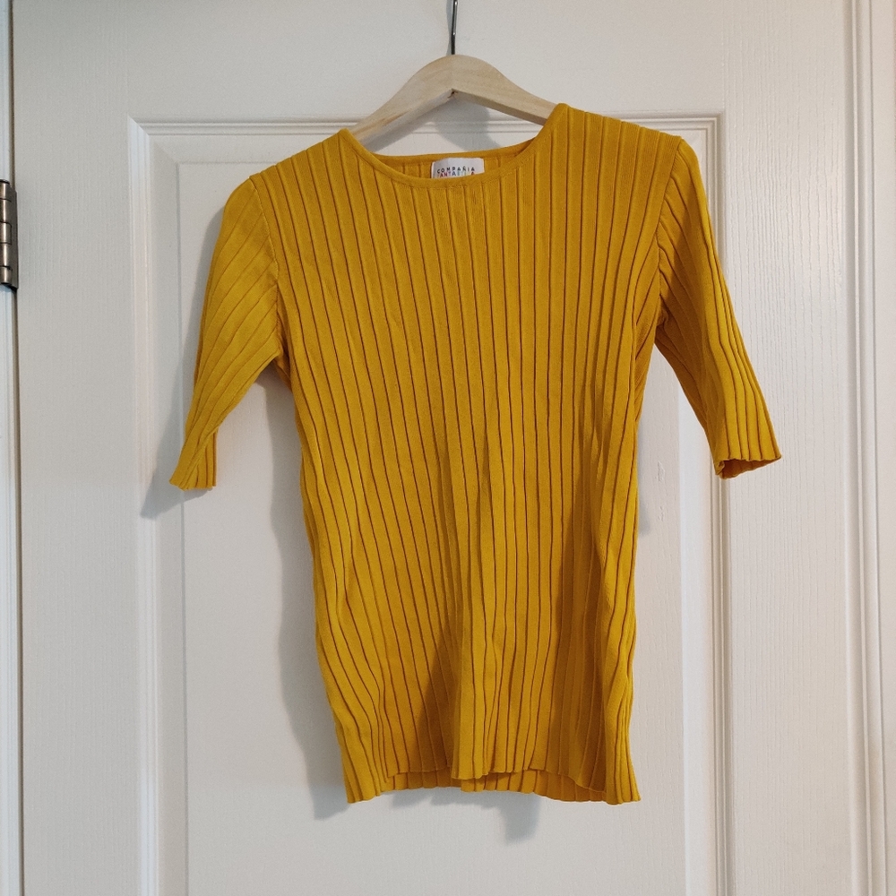 Compañia Fantastica Ribbed Yellow Blouse - Size Large